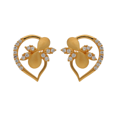 FLORAL GOLD STUD WITH STYLISH WHITE STONE
